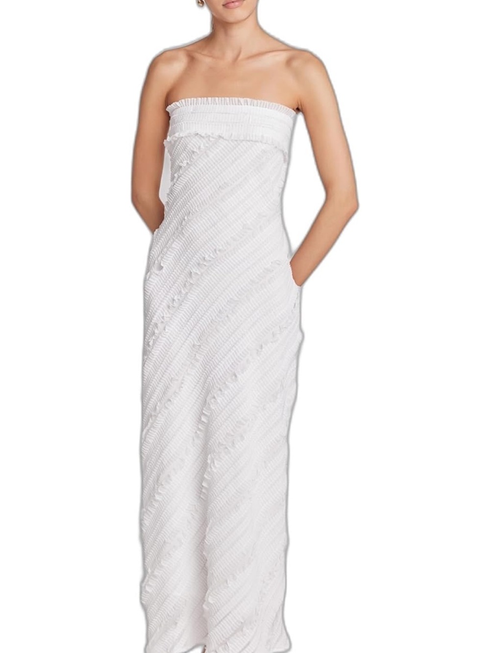 Endless Rose White Strapless Textured Midi Dress - Picture 3 of 7